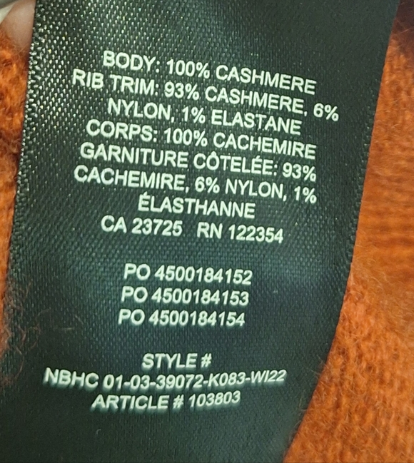 Aritzia Babaton Cashmere 100% Turtleneck Sweater Oversized Burnt Orange Medium - Picture 9 of 12